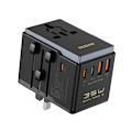 Miniatyrbillede 1 af 4: DUDAO A35PRO 35W EU / UK / AUS / US / JP REJSEADAPTER 3X USB-C 2X USB-A - SORT