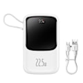 Miniatyrbild 2 av 11: Baseus Qpow Powerbank 10000mAh Innebygd USB Type C-kabel 22,5W Hurtiglading SCP AFC FCP Hvit (PPQD020102)