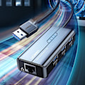 Miniatyrbillede 5 af 11: UGREEN NETVÆRKSDAPTER USB-A / RJ45 1000 MBPS HUB 3X USB 3.0 SORT