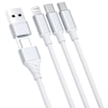 Miniatyrbild 2 av 11: 3mk Hyperkabel 3in1 USB-A - USB-C / USB-C - mikro-USB - Lightning 1,5 m - hvit