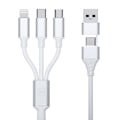 Miniatyrbild 3 av 11: 3mk Hyperkabel 3in1 USB-A - USB-C / USB-C - mikro-USB - Lightning 1,5 m - hvit