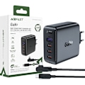Miniatyrbillede 1 af 8: ACEFAST HURTIG NETVÆRKSLADER 3XUSBC/1XUSBA 100W SORT + KABEL 100W 2M