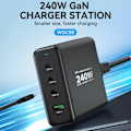 Miniatyrbild 8 av 11: Wozinsky WGCSB 240W GaN vegglader USB-A / 3 x USB-C - svart