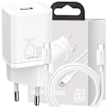 Miniatyrbillede 1 af 11: BASEUS HURTIG USB-C NETVÆRKSOPLADER 25W 3A MED USB-C/USB-C KABEL 1M HVID
