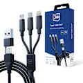 Miniatyrbild 1 av 11: 3mk Hyperkabel 3-i-1 USB-A - USB-C / USB-C - mikro-USB - Lightning 1,5 m - svart