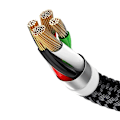 Miniatyrbild 4 av 9: Baseus tre primærfarger 3-i-1 USB-A - mikro-USB / Lightning / USB-C 3,5A-kabel 0,3 m - svart