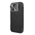 Miniatyrbillede 2 af 11: NILLKIN QIN PROP LÆDERETUI MED KAMERACOVER OG STATIV TIL IPHONE 16 PRO MAX - SORT