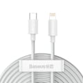 Miniatyrbild 5 av 11: Baseus Simple Wisdom Lightning / USB-C kabel 20W 1,5 m 2 stk - hvit