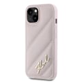 Miniatyrbillede 2 af 8: KARL LAGERFELD DIAGONAL QUILTED SCRIPT COVER TIL IPHONE 15 PLUS / 14 PLUS - PINK