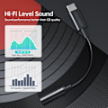 Miniatyrbillede 8 af 11: CHOETECH ADAPTER USB-C / DC 3,5MM AUDIO HOLDBAR SORT