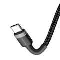 Miniatyrbild 2 av 11: Baseus Cafule-kabel slitesterk nylonkabelledning USB-C PD / USB-C PD PD2.0 60W 20V 3A QC3.0 1M svart-grå (CATKLF-GG1)