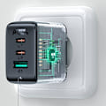 Miniatyrbild 4 av 11: Acefast 2-i-1 vegglader 2x USB Type C / USB 65W, PD, QC 3.0, AFC, FCP (sett med kabel) svart (A13 svart)