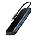 Miniatyrbillede 2 af 11: BASEUS MULTIFUNKTIONEL LAPTOP HUB 4-PORTS 1XUSB-C 3XUSB3.0 MØRKEGRÅ