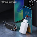 Miniatyrbild 5 av 8: USAMS Lad. nätverk. 1xUSB-C+1xUSB T47 65W (endast huvud) PD Snabbladdning Super Si vit/vit CC153TC02 (US-CC153)