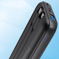 Miniatyrbillede 10 af 11: CHOETECH B654 10000MAH 22,5W USB-A / USB-C / MICRO USB POWERBANK MED INDBYGGET USB-C / LIGHTNING-KABEL - SORT