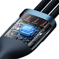 Miniatyrbild 5 av 11: Baseus Flash-seriekabel USB Type C / USB Type A - USB Type C / Lightning / micro USB 100 W 1,2 m blå (CASS030103)