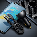 Miniatyrbild 8 av 10: Baseus Digital Display hurtiglader USB-A / USB-C PD3.1 140W svart + USB-C-kabel Baseus Superior Series 5A 240W 1m svart (CGZX070001)