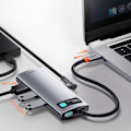 Miniatyrbillede 9 af 11: BASEUS MULTIFUNKTIONEL USB HUB 5IN1 USB TYPE C PD 100W HDMI GRÅ