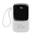 Miniatyrbild 11 av 11: Baseus Qpow Digital Display Powerbank med hurtiglading 20000mAh 22,5W QC/PD/SCP/FCP med innebygd USB-C-kabel hvit