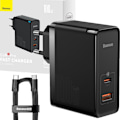 Miniatyrbild 1 av 11: Baseus GaN5 Pro Fast Universal GaN USB Type C / USB-lader 100W PD3.0, QC4.0+, AFC Black (CCGP090201)