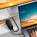 Miniatyrbild 10 av 11: Baseus rask GaN5 Pro HUB HDMI-lader 2 x USB-C / USB-A / HDMI 4K 30Hz 1,5m svart + USB-C - USB-C 100W 40Gb/s (USB4) kabel 1m (CCGP110201)