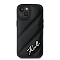 Miniatyrbillede 3 af 8: KARL LAGERFELD DIAGONAL QUILTED SCRIPT COVER TIL IPHONE 15 PLUS / 14 PLUS - SORT