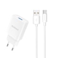 Miniatyrbillede 2 af 2: DUDAO A4EU USB-A 2.1A VÆGOPLADER - HVID + USB-A - USB-C KABEL