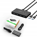 Miniatyrbillede 1 af 9: UGRØN SWITCH BOX HUB SWITCH 4X USB 3.2 USB SPLITTER SORT