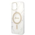 Miniatyrbild 7 av 11: Guess sett MagSafe lader + etui for iPhone 14 Plus 6.7 hvit marmortelefon (GUBPP14MHMEACSH)