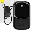 Miniatyrbild 1 av 11: Baseus Qpow Digital Display Powerbank med hurtiglading 20000mAh 20W QC/PD/SCP/FCP med innebygd Lightning-kabel Svart