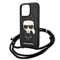 Miniatyrbild 5 av 7: Karl Lagerfeld KLHCP13LCMNIPK iPhone 13 Pro / 13 6,1" hårdfodral svart/svart Läder Monogram Patch och sladd Iconik