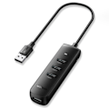 Miniatyrbild 2 av 5: Ugreen HUB 4in1 USB – 4x USB Type A 3.0 PD DC 12V 0,25m svart (CM416 10915)