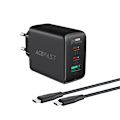 Miniatyrbillede 2 af 11: ACEFAST 2I 1 NETVÆRKSOPLADER 2X USB C / USB 65W, PD, QC 3.0+SORT KABEL