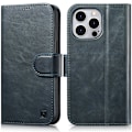 Miniatyrbild 1 av 11: iCarer Oil Wax Wallet Case 2-i-1 iPhone 14 Pro Max flip-veske i skinn, RFID-blokkerende blå (WMI14220724-BU)