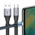 Miniatyrbild 1 av 11: Baseus Enkel flatkabel USB / USB Type C SuperCharge 5A 40W Quick Charge 3.0 QC 3.0 23cm grå (CATMBJ-BG1)