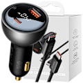 Miniatyrbild 1 av 10: Baseus Digital Display hurtiglader USB-A / USB-C PD3.1 140W svart + USB-C-kabel Baseus Superior Series 5A 240W 1m svart (CGZX070001)