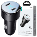 Miniatyrbild 1 av 11: 2x USB C 70W billader med LED display Joyroom JR-CCD02 - svart