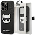 Miniatyrbillede 1 af 9: KARL LAGERFELD SAFFIANO CHOUPETTE HEAD PATCH COVER TIL IPHONE 14 PRO - SORT