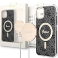 Miniatyrbild 1 av 11: Guess GUBPP13LH4EACSK Case+ Ladersett iPhone 13 Pro svart/svart hardt deksel 4G Print MagSafe