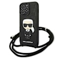 Miniatyrbild 1 av 7: Karl Lagerfeld KLHCP13LCMNIPK iPhone 13 Pro / 13 6,1" hårdfodral svart/svart Läder Monogram Patch och sladd Iconik