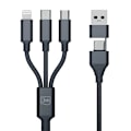 Miniatyrbild 3 av 11: 3mk Hyperkabel 3-i-1 USB-A - USB-C / USB-C - mikro-USB - Lightning 1,5 m - svart
