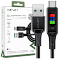 Miniatyrbild 1 av 8: Acefast C7-04 USB-A USB-C 60W 1,2 m kabel med skjerm - svart