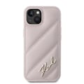 Miniatyrbillede 3 af 8: KARL LAGERFELD DIAGONAL QUILTED SCRIPT COVER TIL IPHONE 15 PLUS / 14 PLUS - PINK