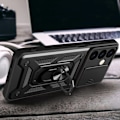 Miniatyrbillede 10 af 10: HYBRID ARMOR CAMSHIELD PANSRET ETUI TIL SAMSUNG GALAXY S24 MED KAMERACOVER - SORT