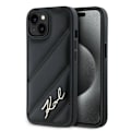 Miniatyrbillede 1 af 8: KARL LAGERFELD DIAGONAL QUILTED SCRIPT COVER TIL IPHONE 15 PLUS / 14 PLUS - SORT