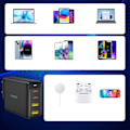 Miniatyrbild 8 av 9: Choetech GaN lader 140W 4 porter (2x USB C, 2x USB) svart (PD6005)