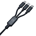 Miniatyrbild 6 av 11: 3mk Hyperkabel 3-i-1 USB-A - USB-C / USB-C - mikro-USB - Lightning 1,5 m - svart