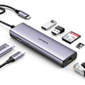 Miniatyrbillede 2 af 11: UGREEN CM512 90568 USB-C ADAPTER - 2X USB-A 3.0 / HDMI / RJ45 / SD OG TF KORTLÆSER / USB-C PD 100W - GRÅ