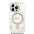 Miniatyrbild 3 av 10: Guess sett MagSafe lader + deksel til iPhone 14 Pro 6.1 hvit marmor (GUBPP14LHMEACSH)