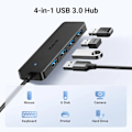 Miniatyrbillede 3 af 8: UGREEN CM219 HUB MED 4 USB-A 3.0-PORTE OG USB-A 3.0-KABEL - SORT